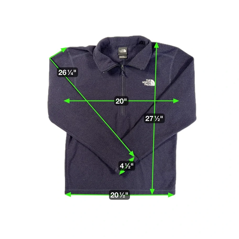The North Face Sweatshirt Mens Medium Blue 1/4 Zip Fleece Pullover‎ Logo Hiking